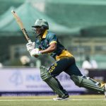 28 October 2017: Jerry Nqolo batting during the Hong Kong Cricket World Sixes 2017 Group A match between Marylebone Cricket Club and South Africa at Kowloon Cricket Club. (Photograph by Power Sport Images/Getty Images)