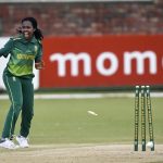 11 February 2019: Tumi Sekhukhune of Proteas Women celebrates her team taking a wicket during the first ODI between South Africa and Sri Lanka at Senwes Park in Potchefstroom. (Photograph by Lefty Shivambu/Gallo Images)