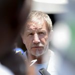 16 November 2018: Coach Stuart Baxter muses over a question during the Bafana Bafana training session at FNB Stadium in Soweto. (Photograph by Lee Warren/Gallo Images)