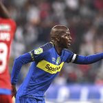 26 January 2019: Cape Town City’s Thamsanqa Mkhize celebrates after scoring a goal during the Nedbank Cup match against SuperSport United at Cape Town Stadium. (Photograph by Ashley Vlotman/Gallo Images)