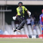 1 March 2019: 100 up for Sinethemba Qeshile of the Warriors during the Momentum One-Day Cup match against the bizhub Highveld Lions at Buffalo Park in East London. (Photograph by Richard Huggard/Gallo Images)