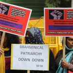 1 January 2019: Women in New Delhi holding placards in solidarity with the Women's Wall protest that was made up of five and a half million women, who linked up to form a 621km wall. (Photograph by Reuters/Anushree Fadnavis)