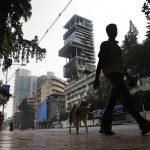 23 October 2010: The towering Mumbai residence of businessman Mukesh Ambani, Chairman of Reliance Industries in India. The 27-storey building allegedly cost more than $1-billion to build. (Photograph by Kuni Takahashi/Getty Images)