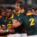 Siya Kolisi of South Africa celebrates a try during the 2nd Castle Lager Incoming Series Test match between South Africa and France at Growthpoint Kings Park on 17 June, 2017 in Durban, South Africa. (Photo by Steve Haag/Gallo Images/Getty Images)