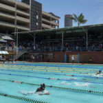 7 December 2018: The Ellis Park Public Swimming Pool is one of the best maintained pools in Johannesburg. On the day New Frame visited the pool the Central Gauteng Aquatic School Championships were underway.