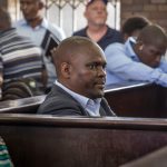 19 March 2019: From left, Zweliphansi Sikhosana and Harry Gwala District mayor Mluleki Ndobe in the uMzimkhulu magistrates’ court. They stand accused of murdering ANC Youth League leader Sindiso Magaqa in 2017.