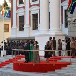 7 February 2019: President Cyril Ramaphosa and his wife (front right), Tshepo Motsepe, on the steps of Parliament before Ramaphosa delivered this year’s State of the Nation Address. (Photograph by Gallo Images/ Ziyaad Douglas)