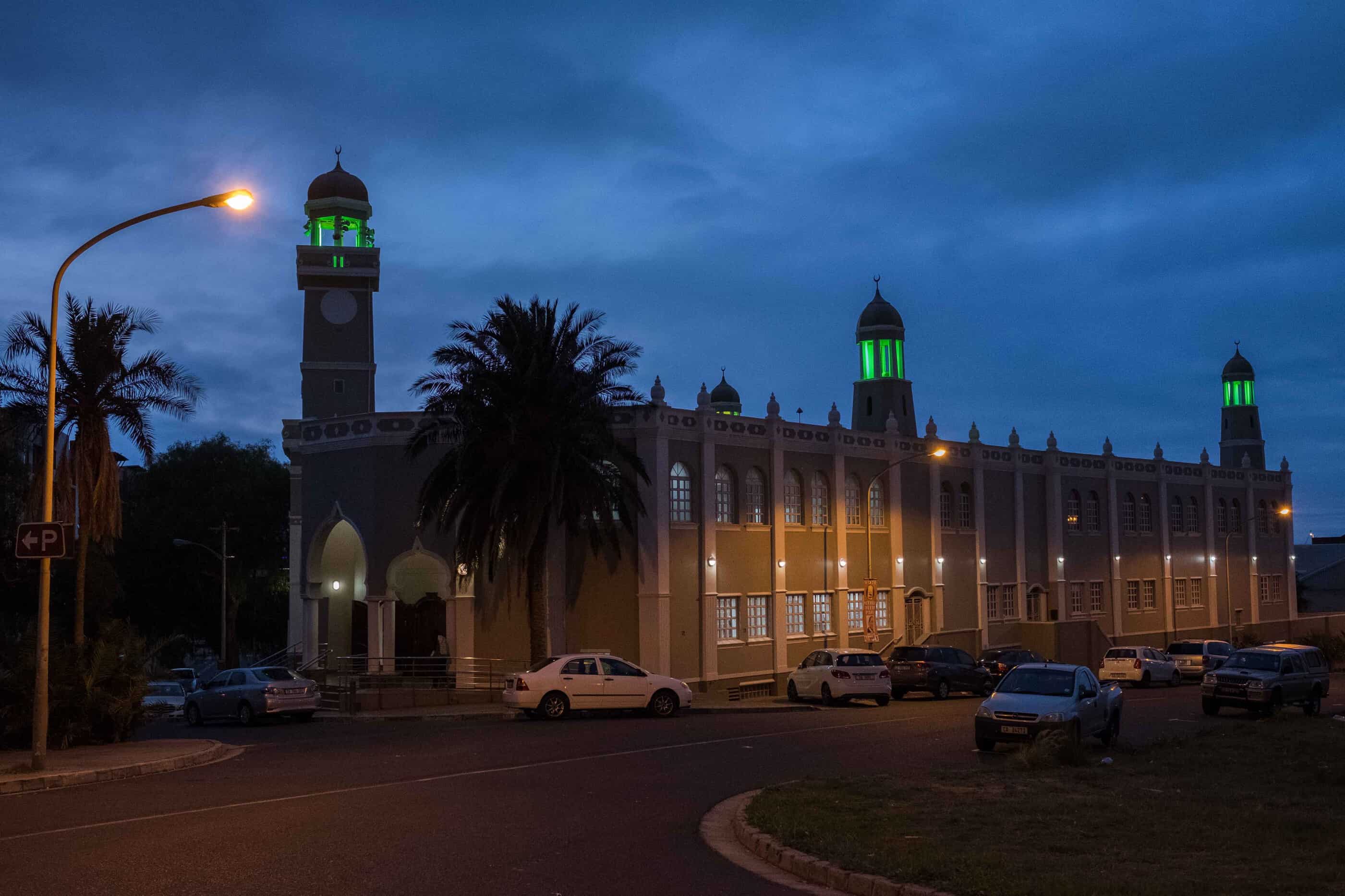 19 May 2019: The minarets are illuminated to alert people who cannot hear the athaan that it is time for prayer.