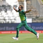 16 March 2019: South African spin bowler Imran Tahir celebrates taking the wicket of Sri Lanka’s Oshada Fernando during the fifth and final one-day international of the series at Newlands in Cape Town. (Photograph by Ashley Vlotman/Gallo Images/Getty Images)