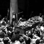 13 February 1982: The funeral of Neil Aggett, the trade unionist and labour activist who died while being held in detention by the security police. The service was held at St Mary's Cathedral in central Johannesburg. (Photograph by Juhan Kuus)