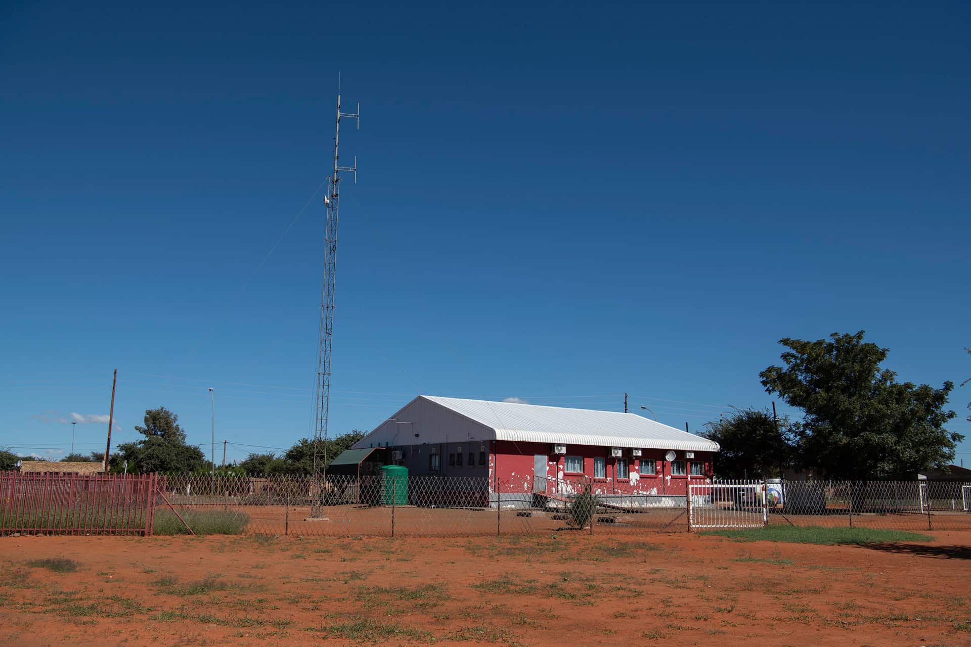 25 April 2019: The X-K Fm radio station building in Platfontein in the Northern Cape.