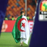 19 July 2019: One of Algeria’s victorious players celebrates his team beating Senegal to win the Africa Cup of Nations Final at the Cairo International Stadium. (Photograph by Reuters/Sumaya Hisham)