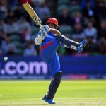 8 June 2019: Hashmatullah Shahidi of Afghanistan at the crease during their ICC Cricket World Cup group stage match against New Zealand at the County Ground in Taunton, England. (Photograph by Alex Davidson/Getty Images)