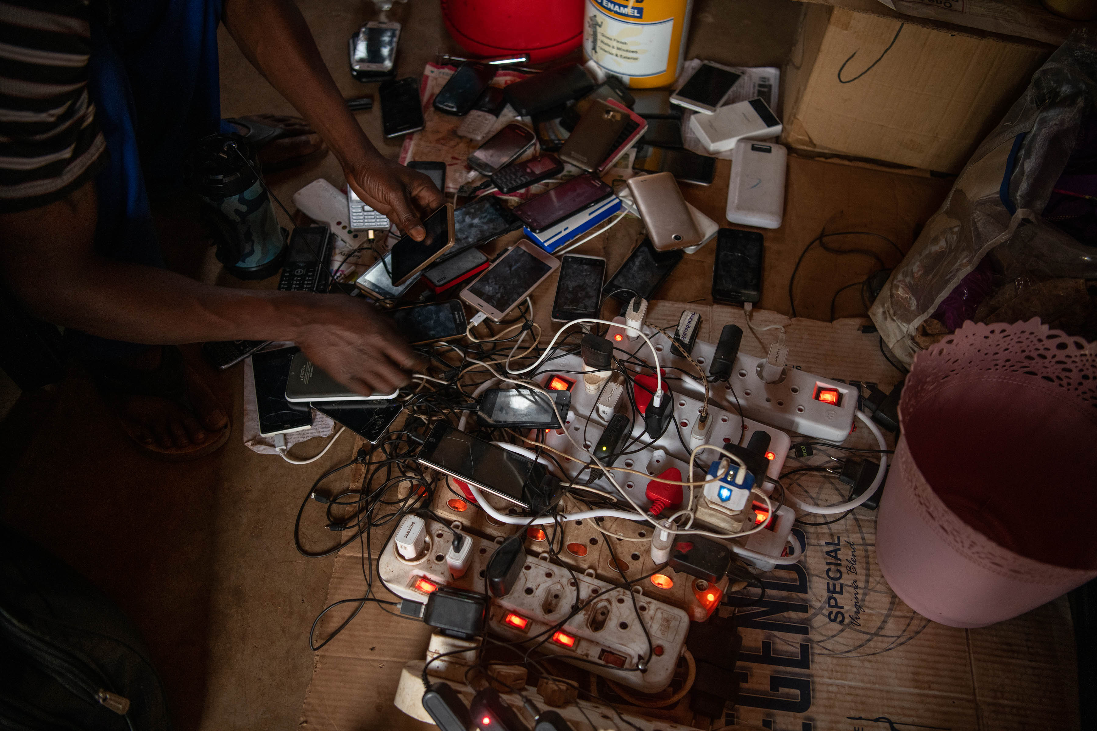 24 July 2019: One of the rooms at the church shelter has an electrical outlet, used mainly for charging cellphones.