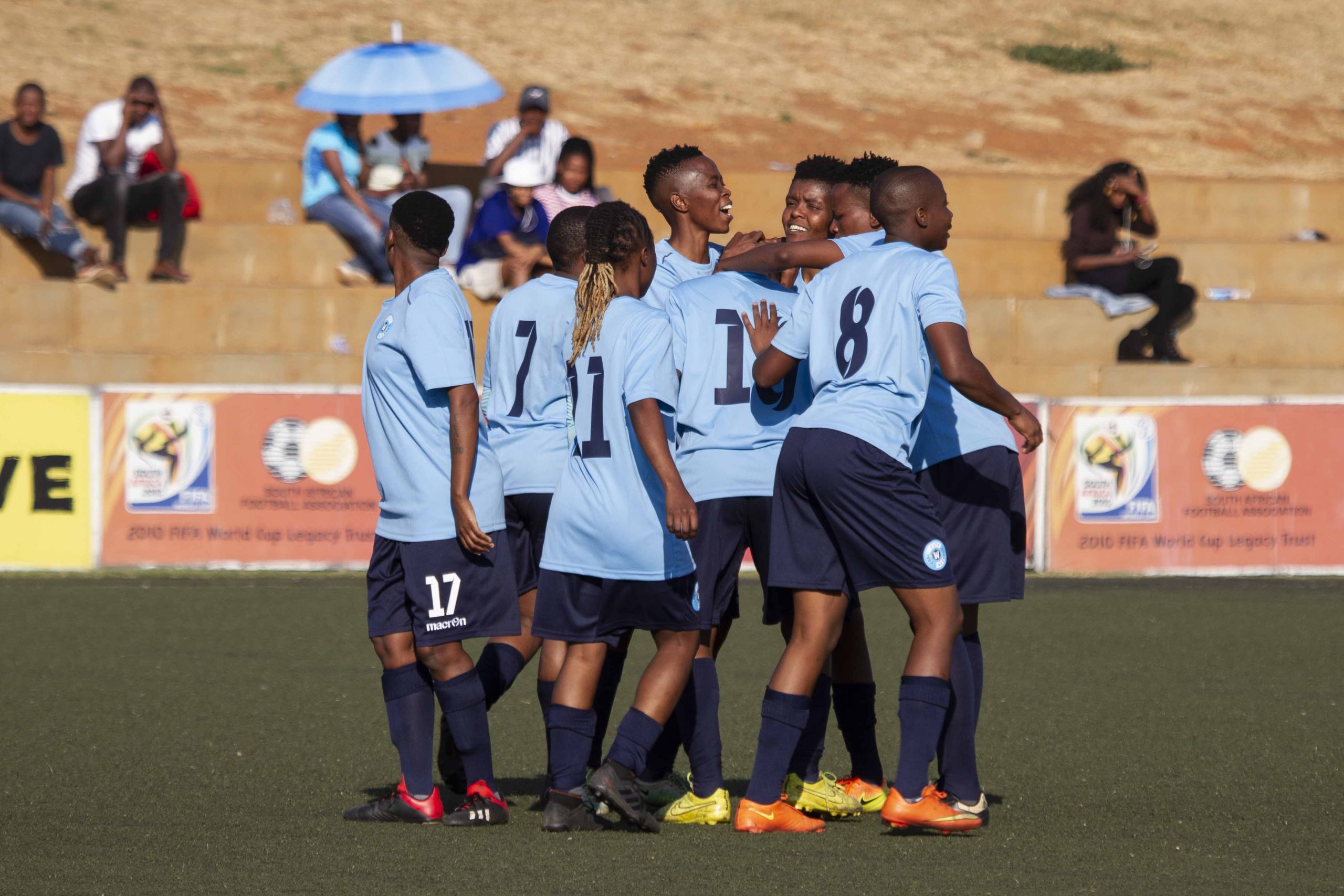 24 August 2019: Coal City Wizards boss Mabu Moroaswi, whose team is pictured celebrating a goal, believes that Banyana Banyana will benefit the most from the launch of the league. 