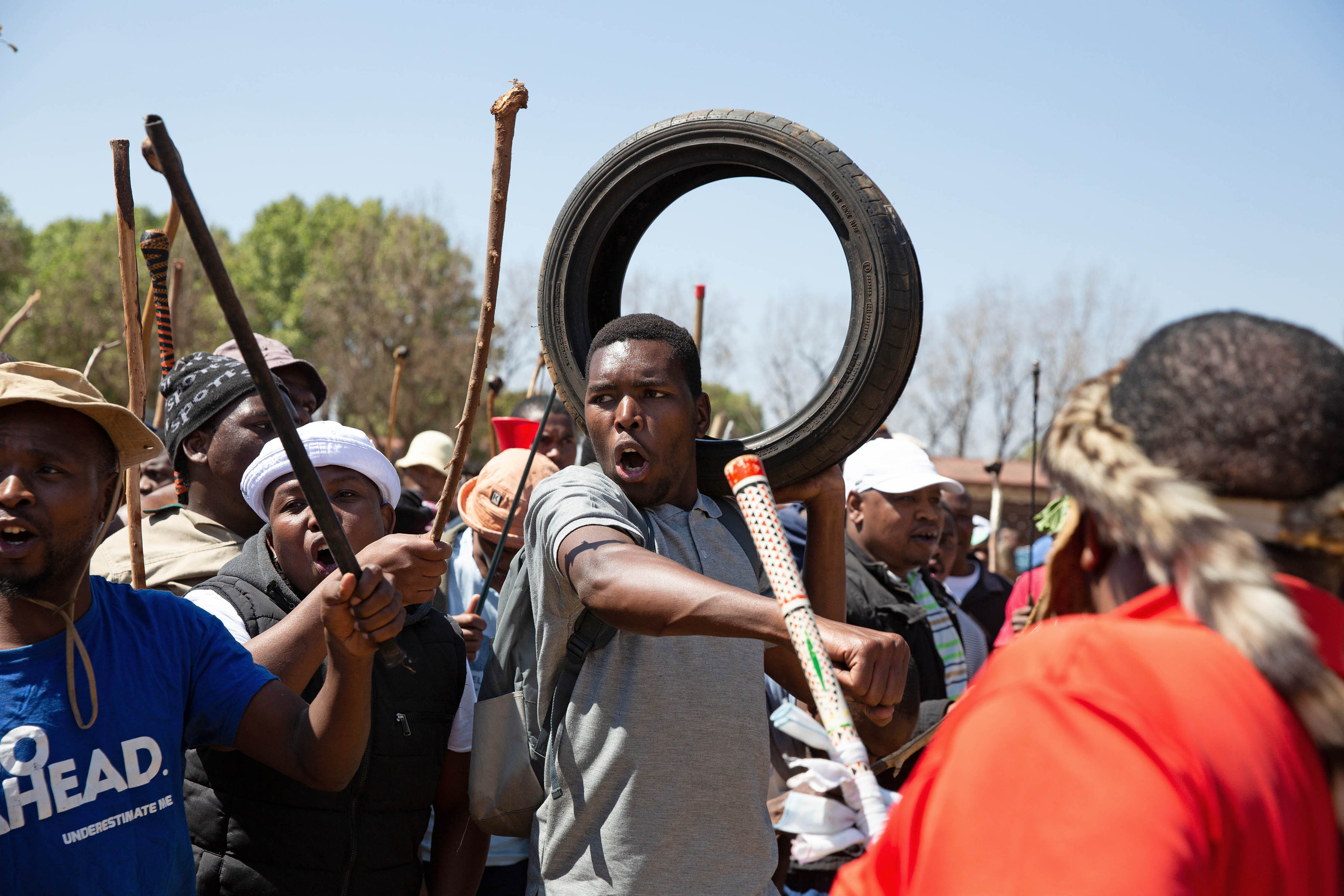 8 September 2019: Some of the men who got up to speak at the Murray Park gathering called for government to ‘deport all foreigners’, ‘return our houses’ and deal with the drugs ‘foreigners’ have brought into the country. (Photograph by James Oatway)