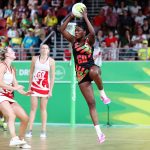 6 April 2018: Towera Vinkhumbo of Malawi catches the ball during their game against England on day two of the Gold Coast 2018 Commonwealth Games in Australia. (Photograph by Hannah Peters/Getty Images)