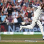 7 September 2019: Jofra Archer of England celebrates dismissing Travis Head of Australia during the fourth Ashes Test in Manchester, England. Archer is only the third black player to make his Test debut for the Three Lions since 1999. (Photograph by Gareth Copley/Getty Images)