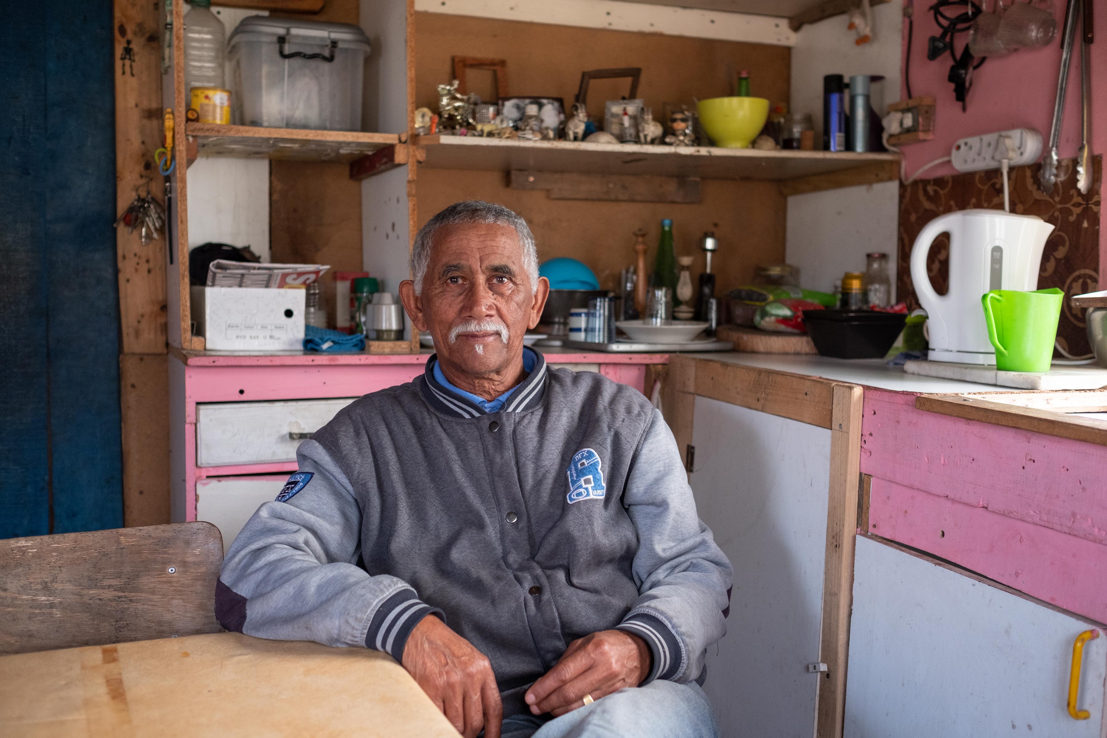 6 August 2019: Ernest Adriaanse, 71, at his home on the Klipfontein Mission Station. He started working at the age of nine, chopping wood to help support his family. All he wants now is to live in peace.