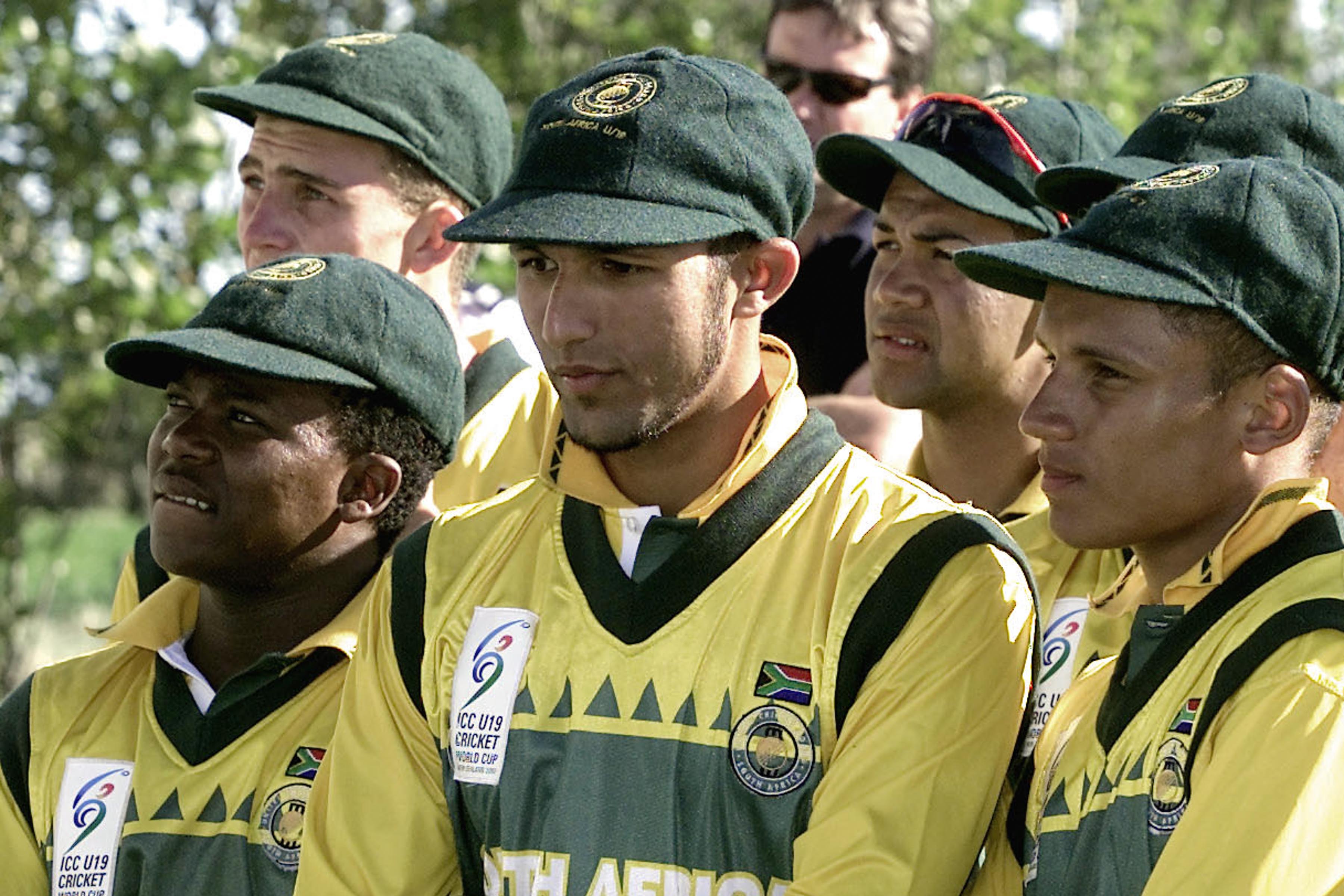 9 February 2002: Under-19 captain Hashim Amla (centre) at the trophy presentation of the Under-19 Cricket World Cup. South Africa lost to Australia in the final at the Bert Sutcliffe Oval in Christchurch, New Zealand. (Photograph by Nigel Marple/Getty Images)