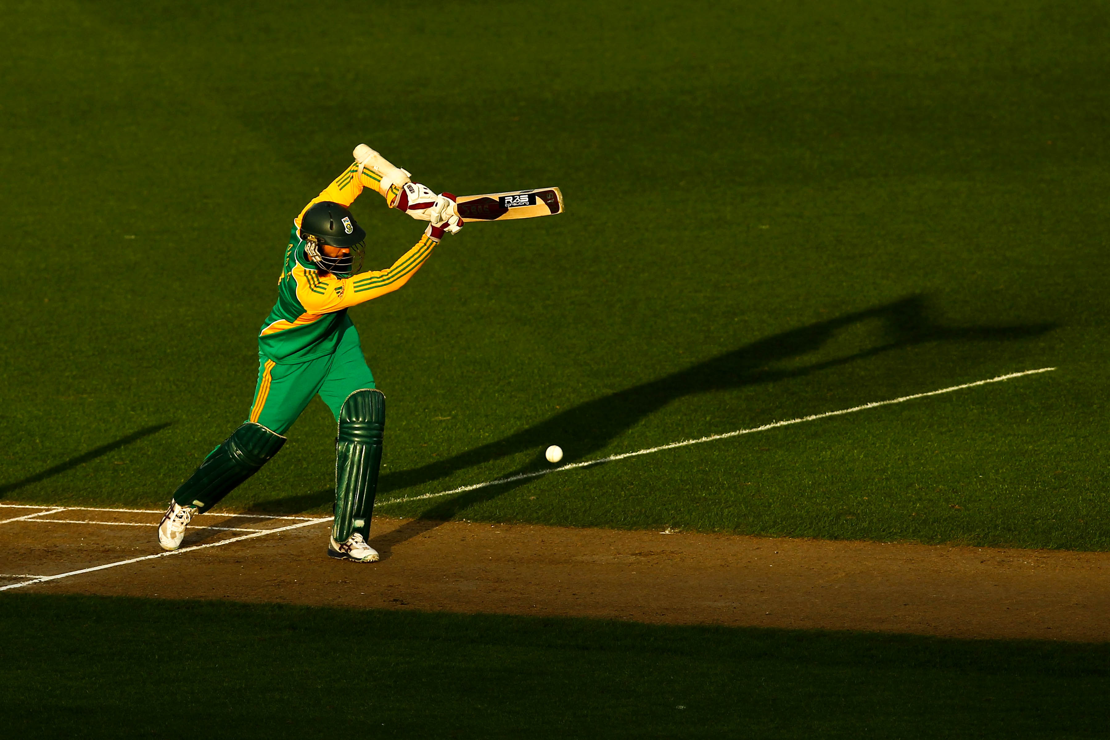 3 March 2012: Hashim Amla at the crease against the Black Caps at Eden Park in Auckland, New Zealand. He is the fastest player in the world to reach 2 000, 3 000, 4 000, 5 000, 6 000 and 7 000 one-day international runs. (Photograph by Phil Walter/Getty Images)