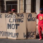 25 April 2018: Thousands of South African Federation of Trade Unions members marched through central Johannesburg as a part of the trade union's national shutdown. Protests against the proposed minimum wage of R20 an hour were held across South Africa.