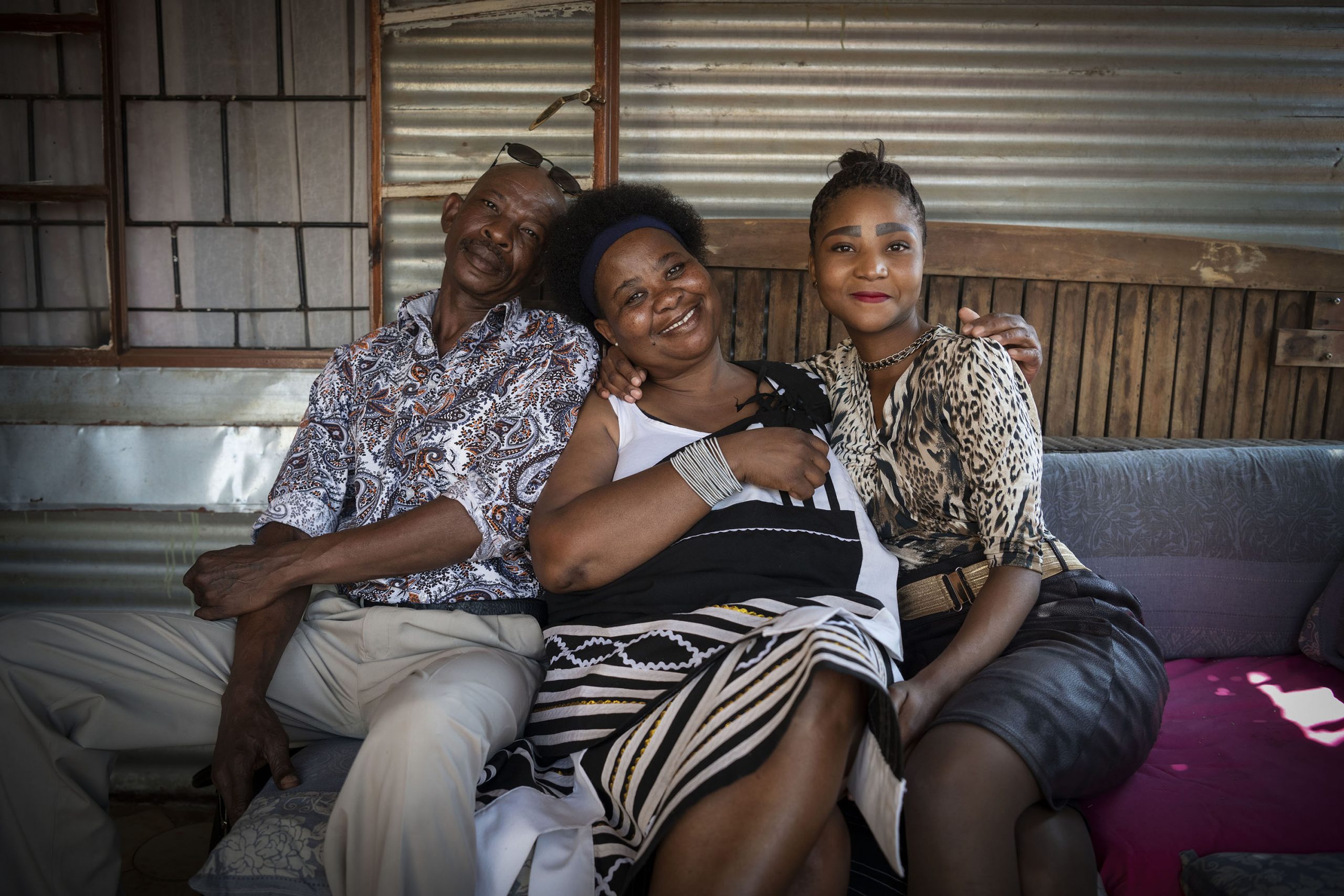 23 September 2019: Poppy Makgobatlou with Prince Ling (left) and Dimakatso Mokotedi (right) from the support group assisting in her recovery. 