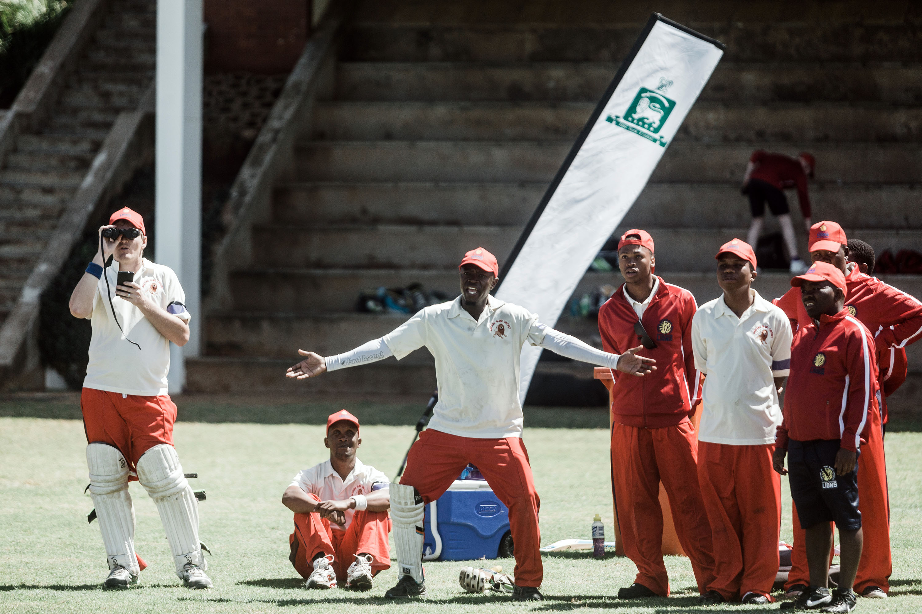 25 September 2019: Players from the Central Gauteng team gesture as they support their fellow players in a game against Northern Gauteng.