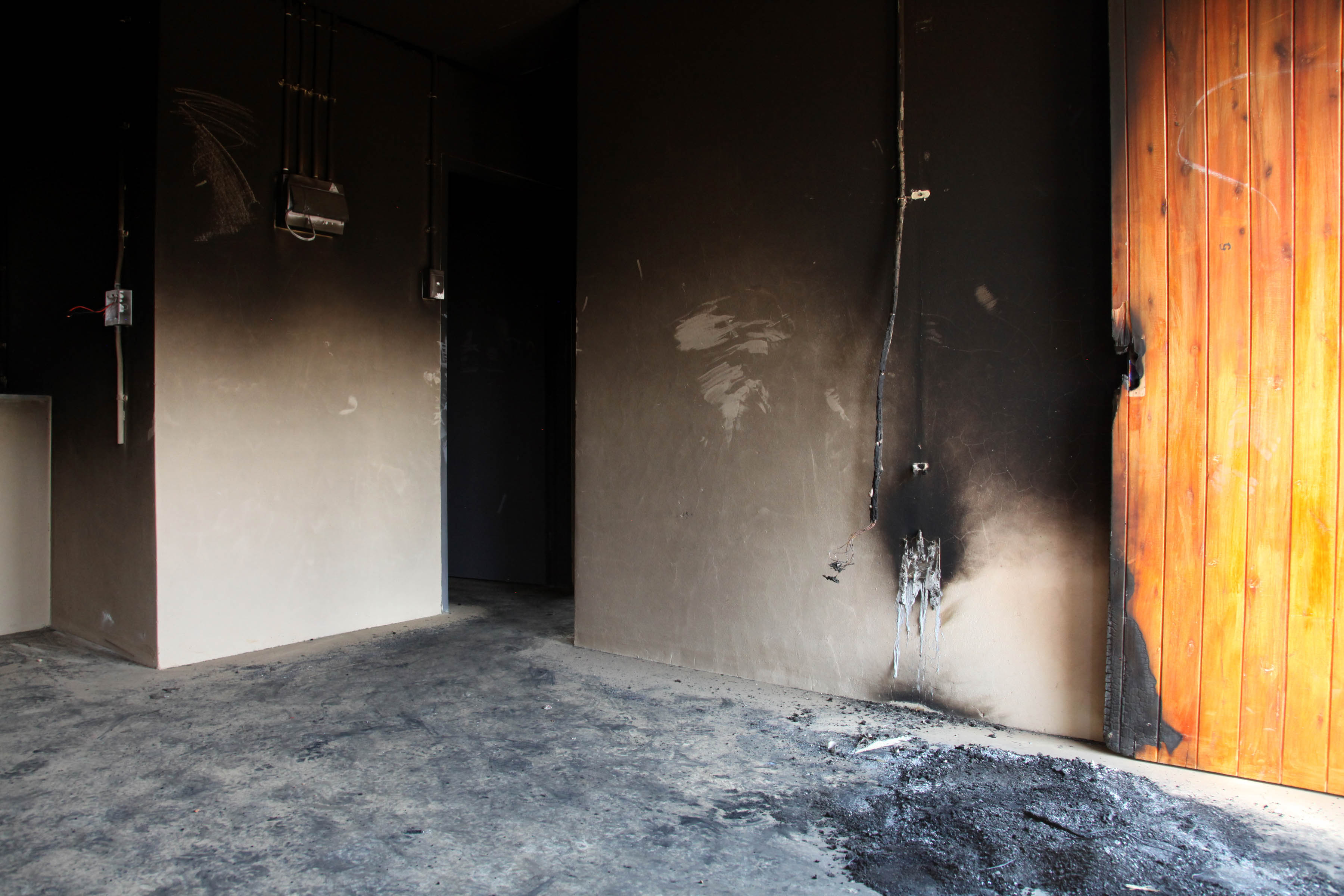 08 August 2019: The remains of an RDP house that was allegedly torched by angry residents at Palm Ridge.