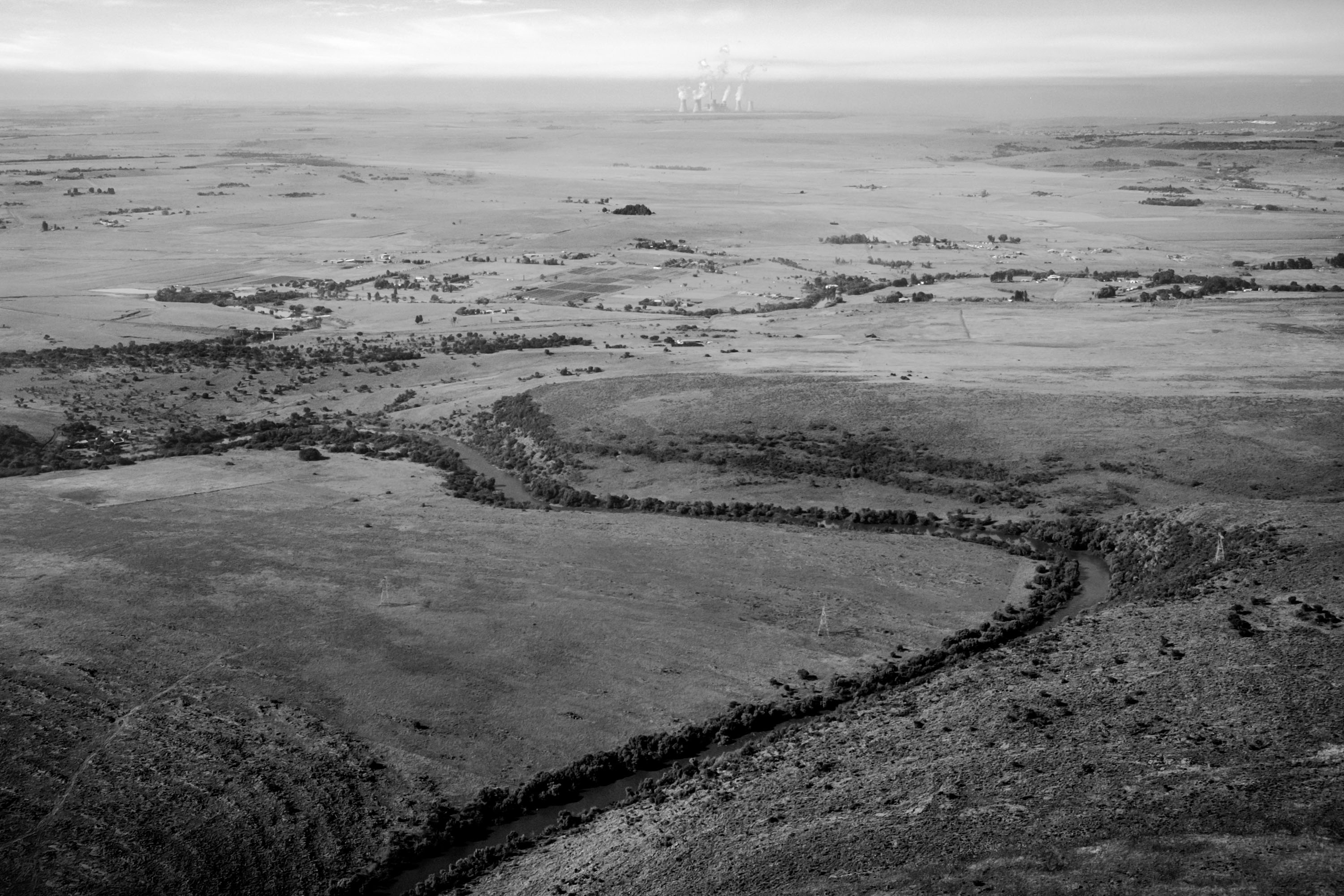 Aerial view of Mpumalanga. The rivers and water catchment areas in the province are heavily polluted by mining and heavy industry.