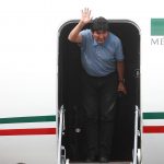 12 November 2019: Evo Morales, former president of Bolivia, arrives at Benito Juarez International Airport in Mexico after accepting the political asylum offered him by the Mexican government. (Photograph by Hector Vivas/Getty Images)