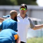 1 January 2019: Graeme Smith, in cap and sunglasses, talking to Hashim Amla during a South African national cricket team training session in Cape Town. (Photograph by Carl Fourie/Gallo Images)