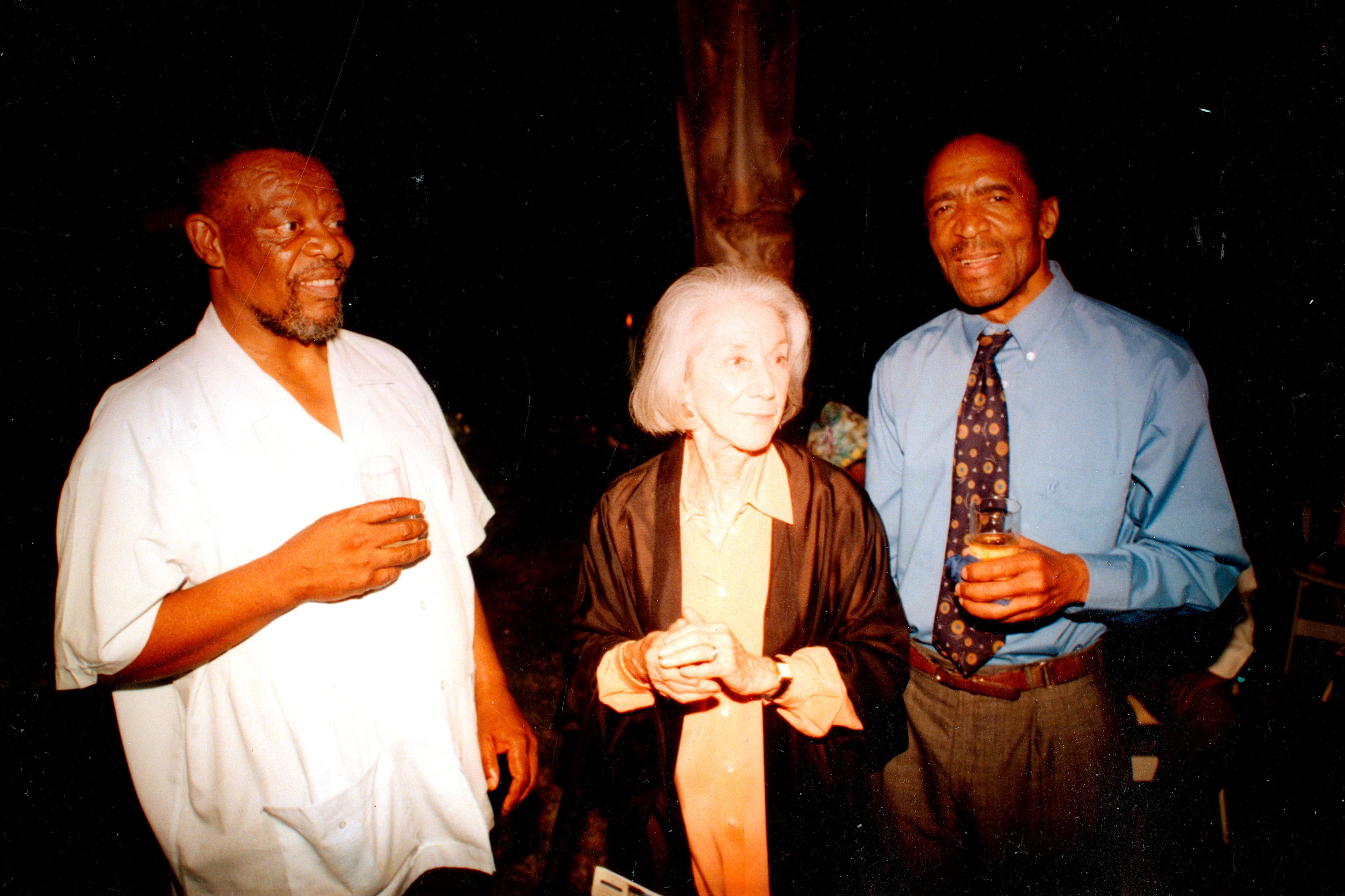 Undated: From left, poet Mongane Wally Serote, novelist Nadine Gordimer and David Koloane. (Photograph: Supplied)