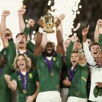 2 November 2019: Captain Siya Kolisi lifts the Webb Ellis Cup after South Africa beat England to win the 2019 Rugby World Cup at the International Stadium Yokohama in Tokyo, Japan. (Photograph by Juan Jose Gasparini/Gallo Images)