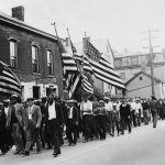 1931: Unemployed miners, part of a 15 000-strong protest, march on the County Court House in Washington, Pennsylvania, to demand relief. (Photograph by New York Times Co./Hulton Archive/Getty Images)