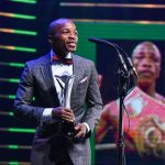 10 November 2019: Moruti Mthalane accepting his Sportsman of the Year award during the 2019 South African Sport Awards at The Playhouse Company in Durban, South Africa. (Photograph by Gallo Images/Darren Stewart)