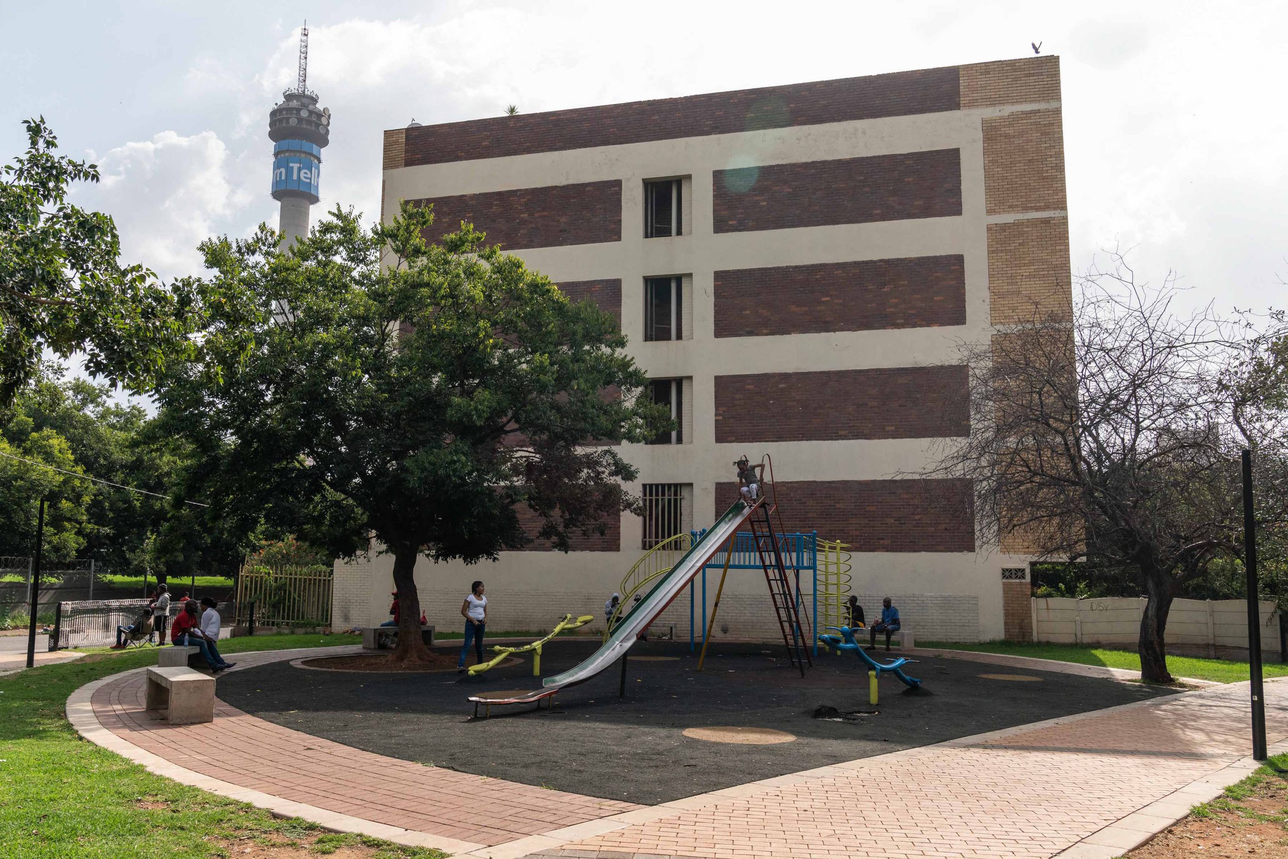 15 January 2020: Some of the children’s recreational facilities at Barnato Park, with the Hillbrow tower in the background. 