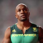 4 October 2019: South African sprinter Akani Simbine celebrates winning the second men’s 4x100m relay heat at the World Athletics Championships at the Khalifa International Stadium in Doha, Qatar. (Photograph by Reuters/Hannah Mckay)