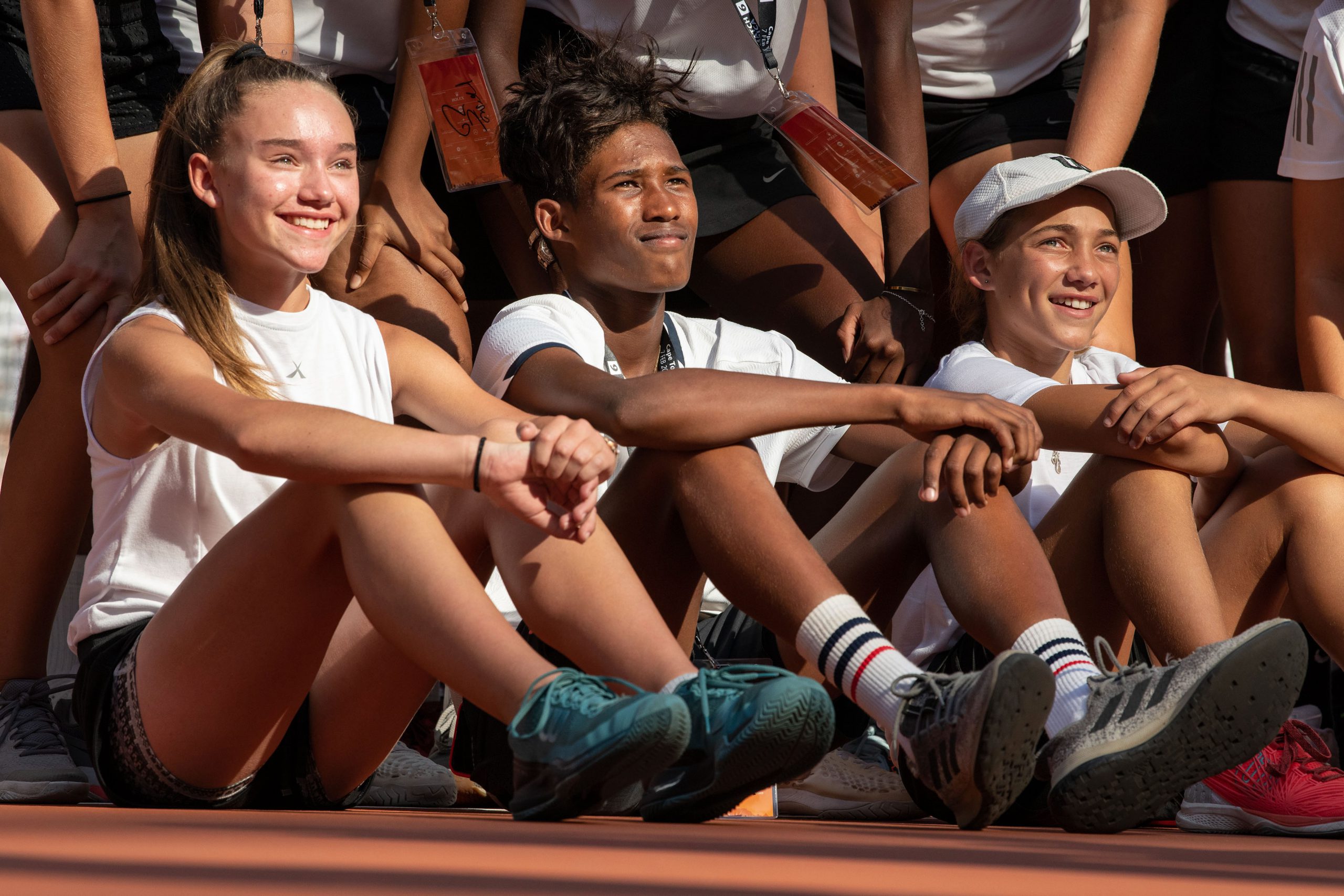 7 February 2020: Leo Matthysen (centre), the top boys-under-14 player in South Africa, was chosen as a ball boy.