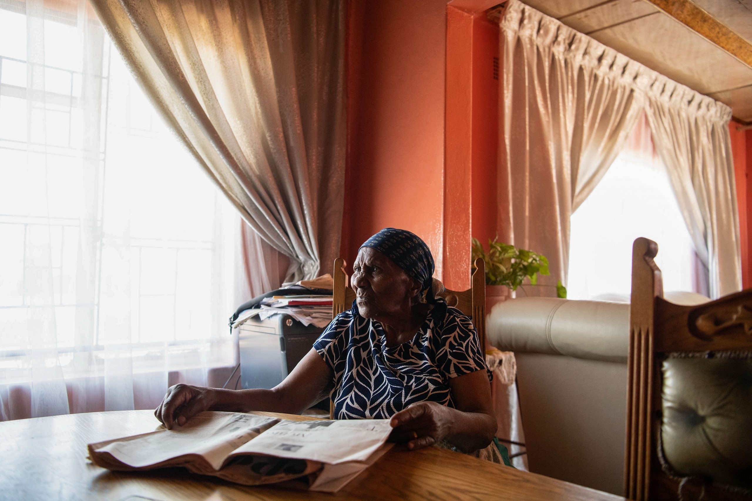 3 December 2019: Ernest Cole's sister Catherine Hlatshwayo with some archival material from her collection. 