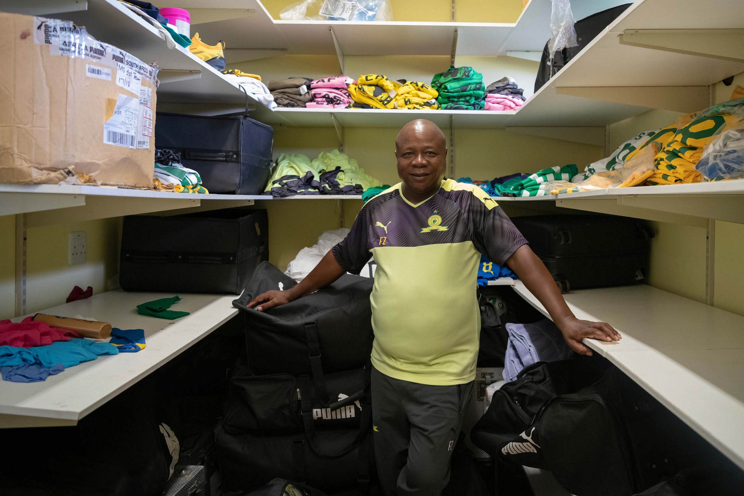 20 February 2020: Inside Freddy Zungu’s kit room. 