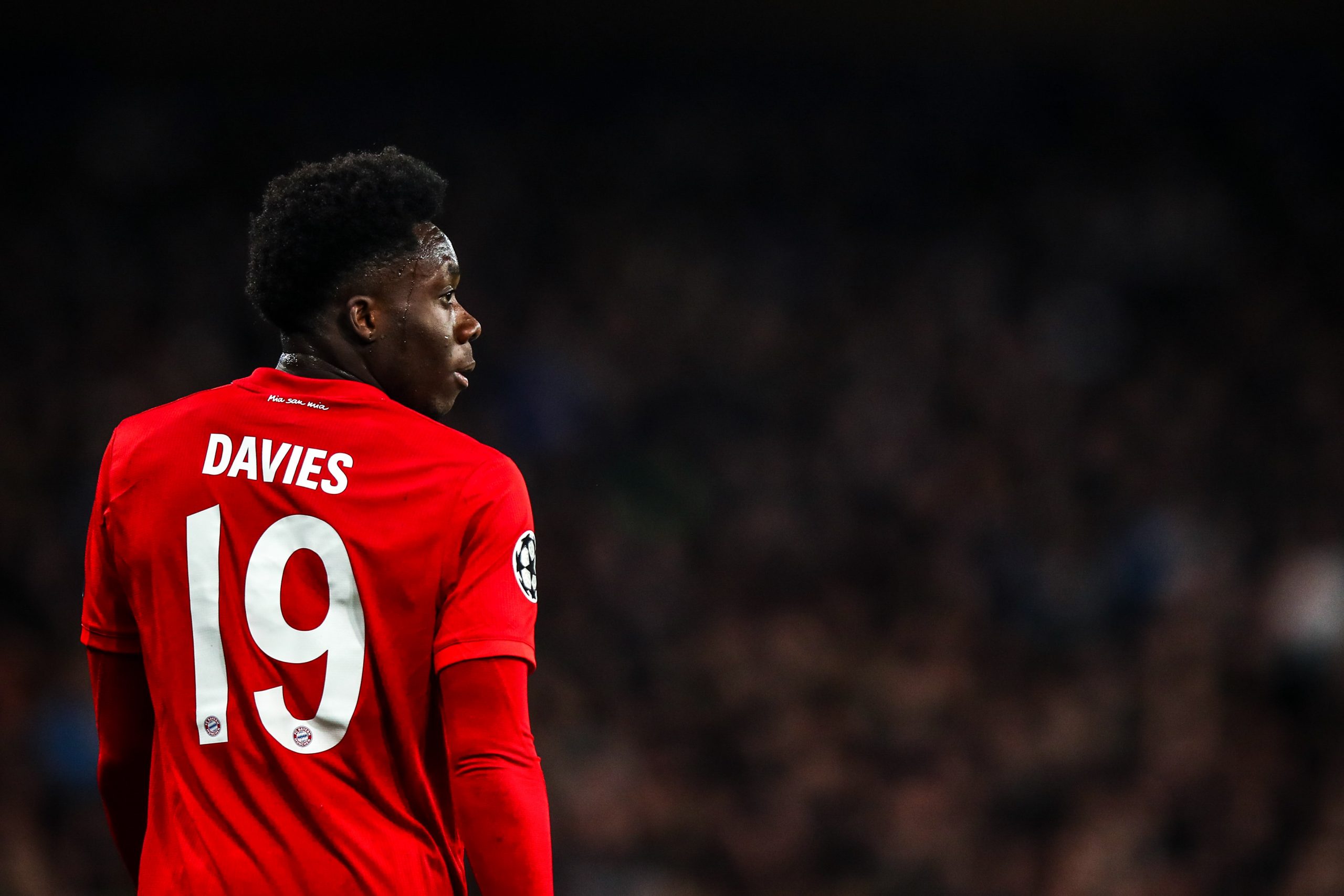 25 February 2020: Alphonso Davies during Bayern Munich’s Uefa Champions League first-leg match against Chelsea at Stamford Bridge in London, England. (Photograph by Robbie Jay Barratt – AMA/ Getty Images)