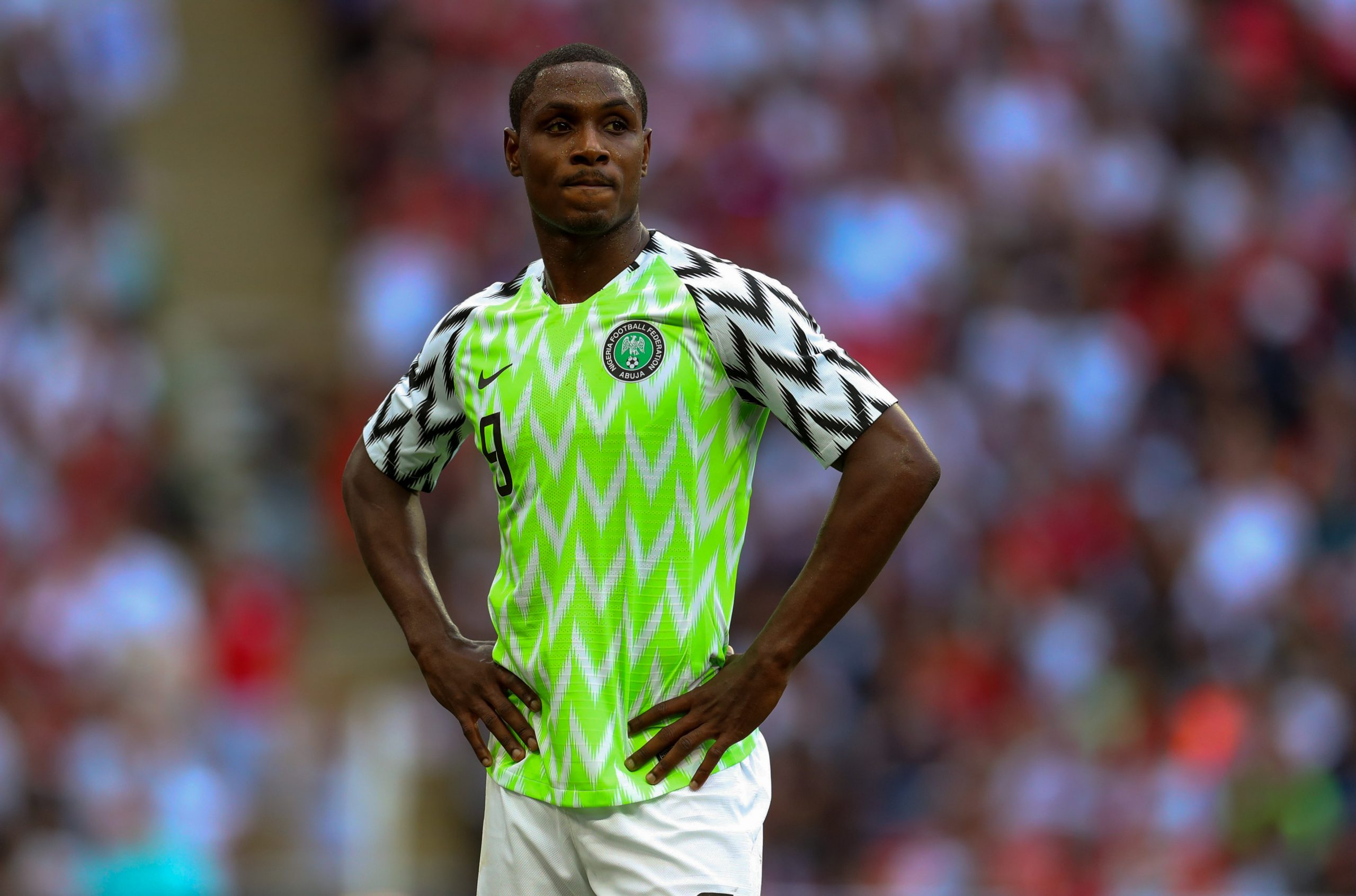 2 June 2018: Odion Ighalo of Nigeria during an international friendly match against England  at Wembley Stadium, London. (Photograph by Catherine Ivill/ Getty Images)