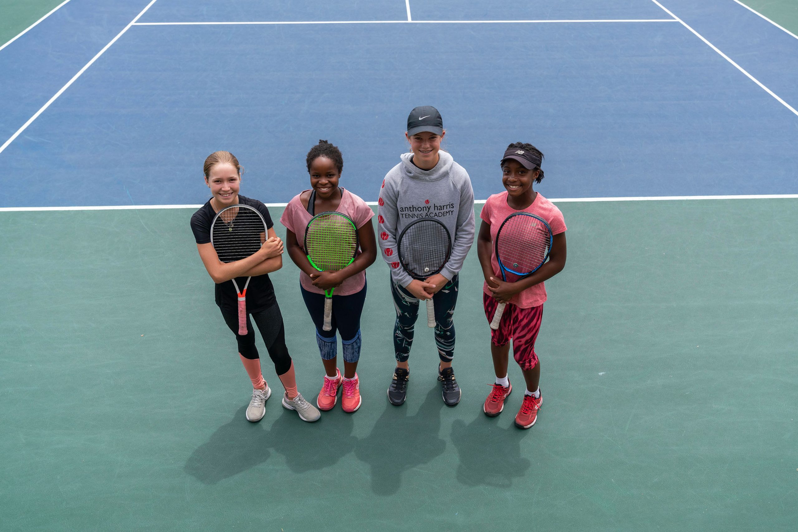 7 February 2020: From left, Ché Nel, Sasha Chimedza, Sophia Fuller and Rinnah Okanja, four of the academy’s promising young players. (Photograph by Ihsaan Haffejee)