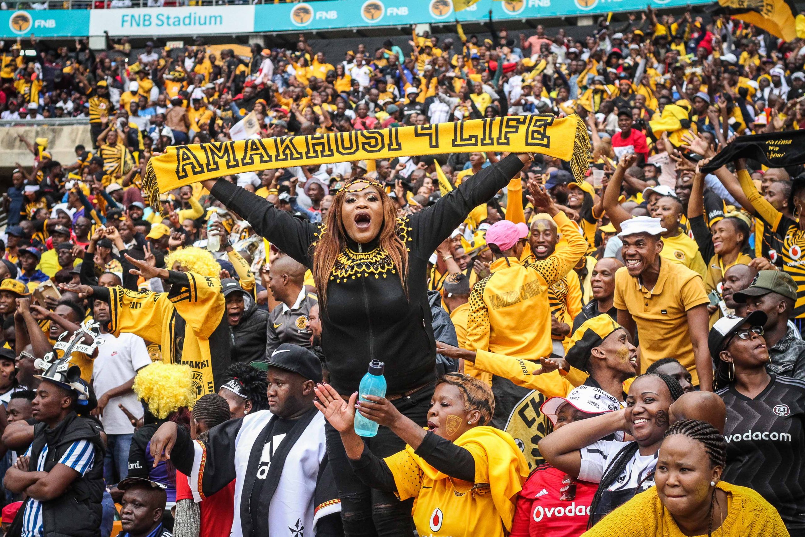 29 February 2020: Chiefs fans laud the single goal that won the match. (Photograph by Lebo Edgar)