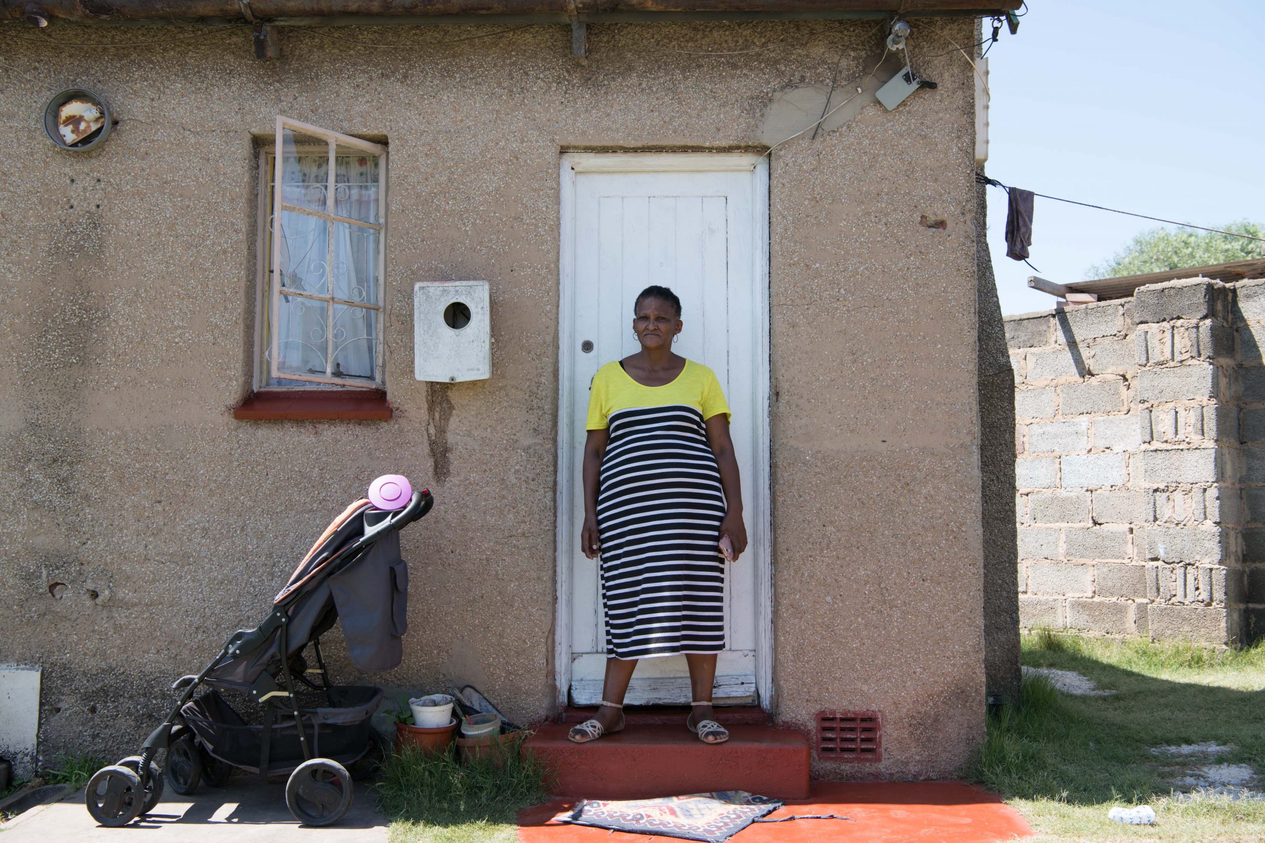 3 February 2020: Phumla Gquela in front of her one-room home. 