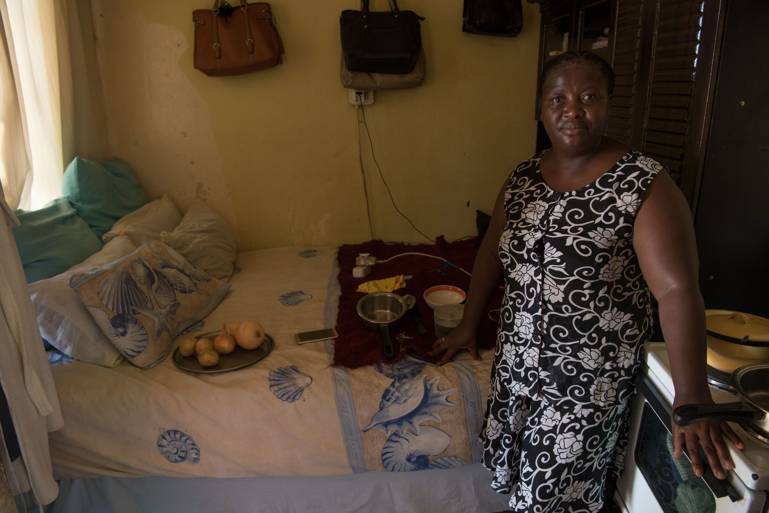 3 February 2020: Phelelwa Pikoli in her room. She has to share a bed with her 23-year-old son. 