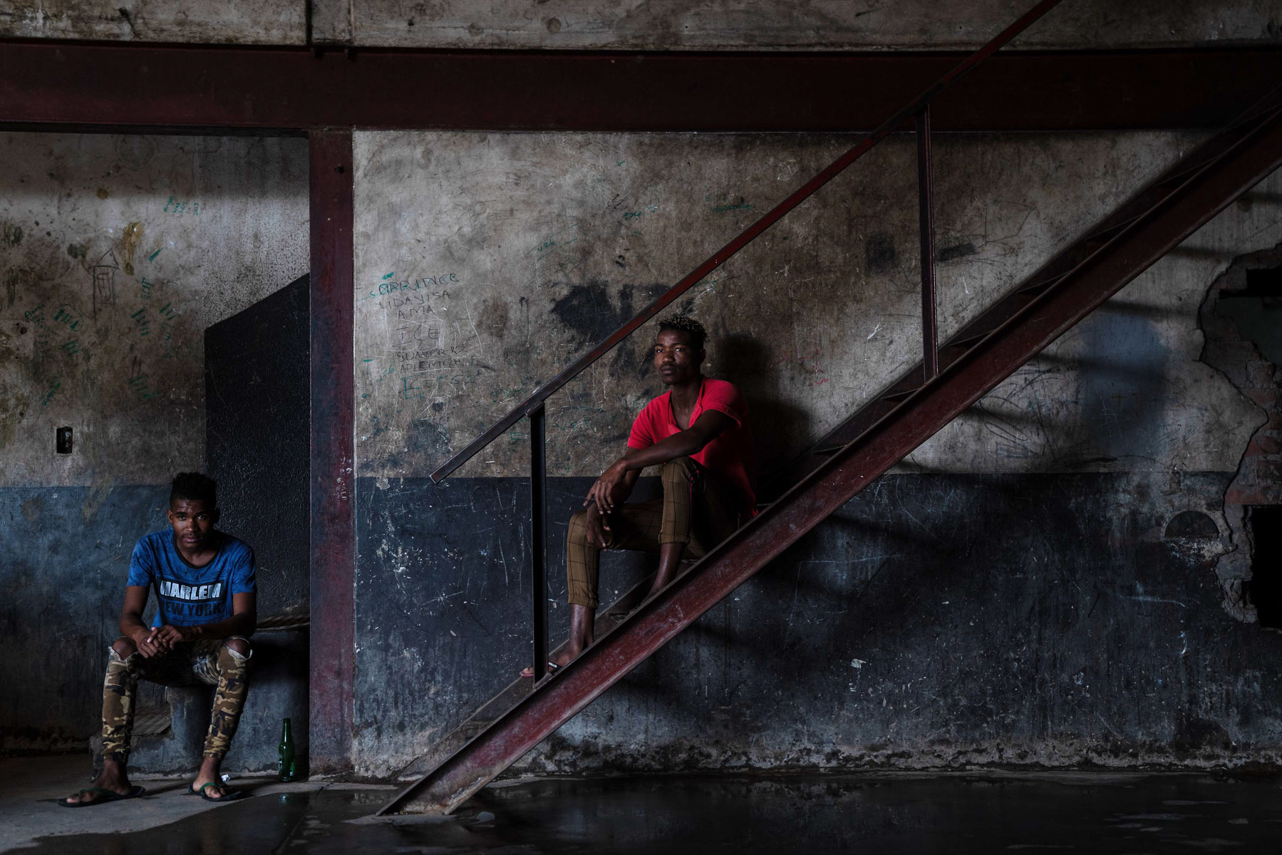 8 April 2020: From left, brothers Mpho and Ashley Molepa lost their parents at a young age. They live in a small room inside an abandoned factory on minimal income and rely on food parcels from Rays of Hope.