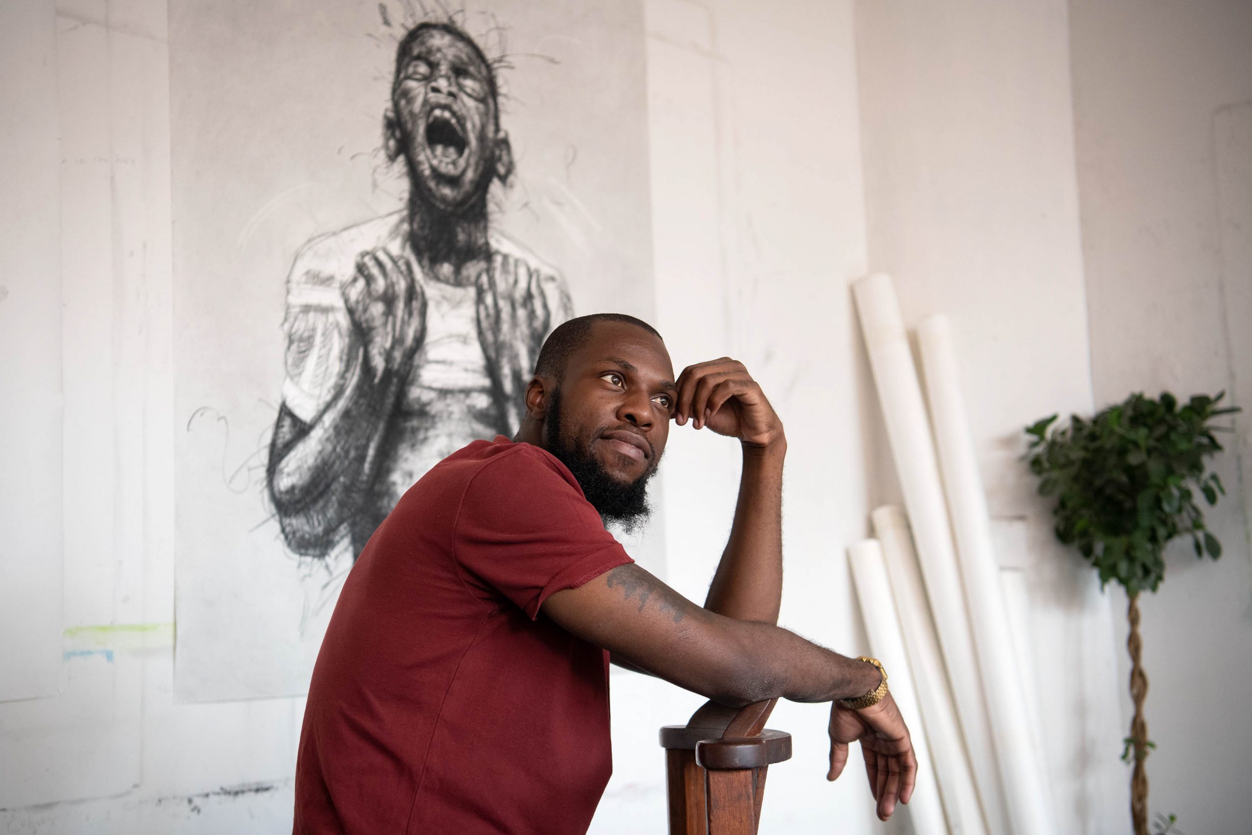 10 March 2020: Cromwell Ngobeni sells his work on social media and from his studio, as well as through group shows.