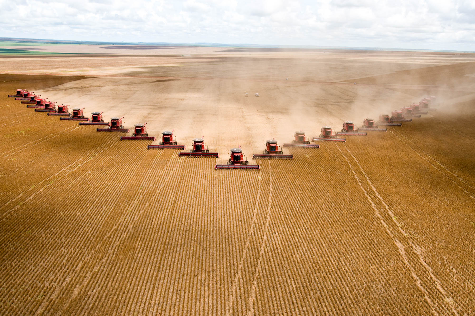 2 March 2008: Soybeans are harvested at Fartura Farm in Mato Grosso state. Brazil is the second-largest soy producer worldwide. (Photograph by Paulo Fridman/ Corbis via Getty Images)
